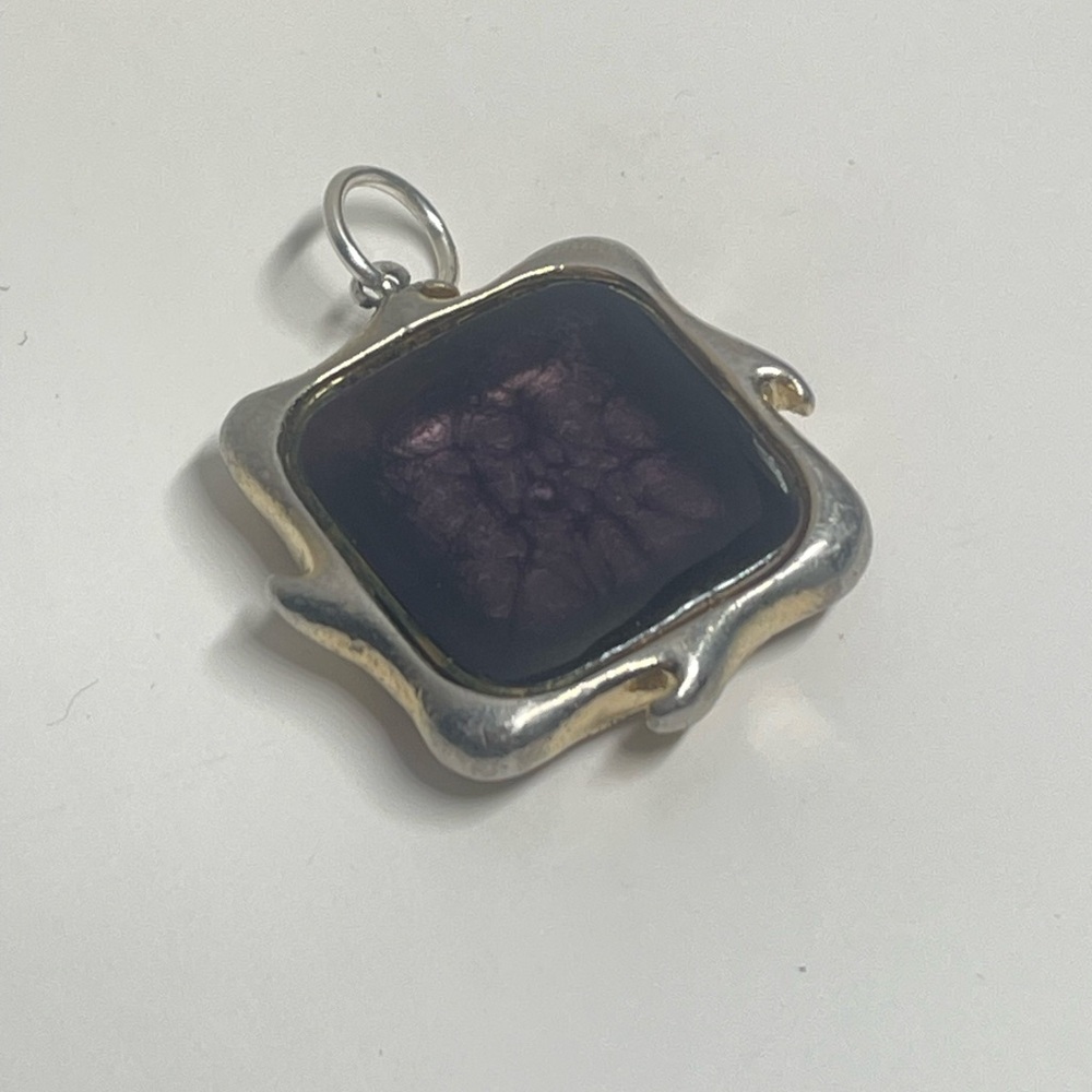 Silver and Purple Cufflink Pendant - Picture 2 of 10